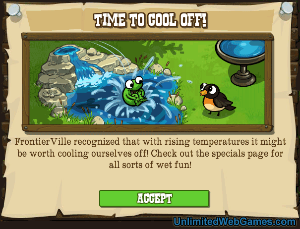 "Time To Cool Off" on FrontierVille!
