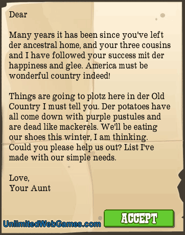 FrontierVille: Aunt List Letter